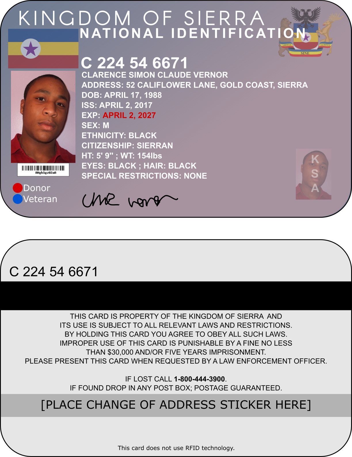 National Id Card Back Side
